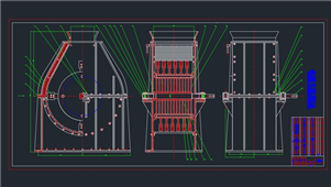 AutoCAD单转子可逆式锤式破碎机设计机械图纸