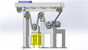 Solidworks带自动张紧机构的传送机械三维模型