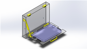 Solidworks带减震器铰链的开关门扉三维模型