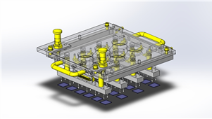 Solidworks机械设备探针夹具的切换三维模型