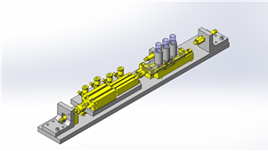 Solidworks气动气缸直列2段冲程机械三维模型