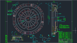 AutoCAD离合器压盖总装配图纸