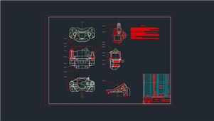 AutoCAD压盘式制动钳机械装配图纸