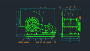 AutoCAD机械前向多翼风机装配图纸