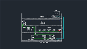 AutoCAD机械水冷机系统流程图纸