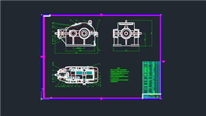 AutoCAD机械锥齿轮减速器装配图纸