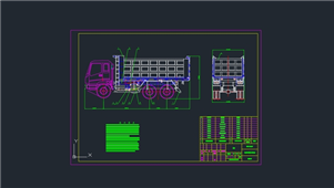 AutoCAD机械自卸汽车装配总图纸