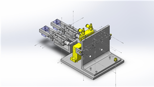 Solidworks机械设备连锁90°翻转三维模型