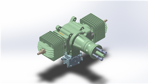 solidworks机械设备双缸发动机模型3D图纸