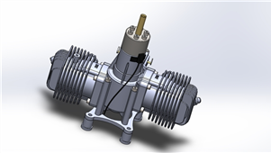 Solidworks机械设备双缸航模发动机外壳三维模型