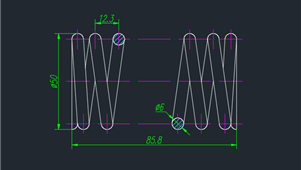 CAD机械图纸绘图练习弹簧