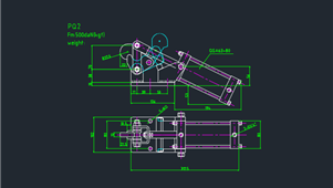 CAD机械图纸夹钳PQ2