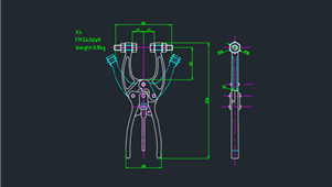 CAD机械图纸夹钳X4