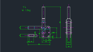 CAD机械图纸夹钳Y4