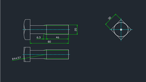 CAD机械图纸标准件螺栓-方头螺栓（20_80）