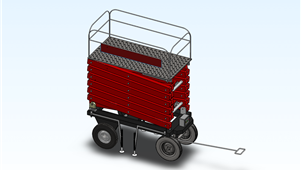 四轮移动式液压升降台solidworks非标模型